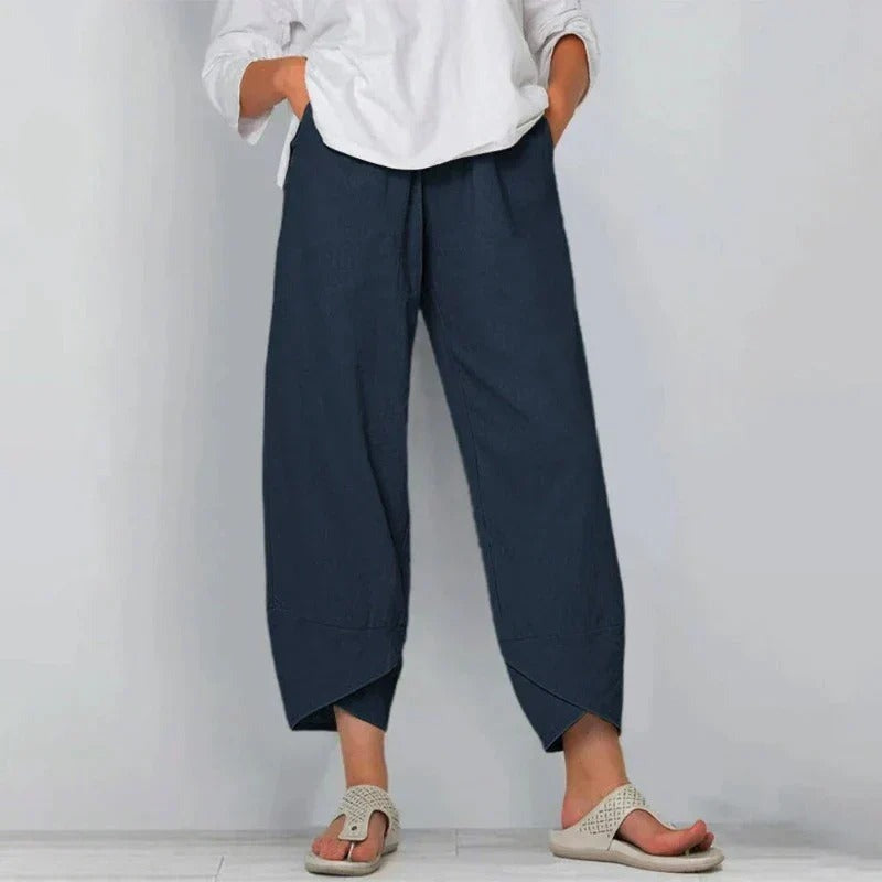 High Waisted Barrel Pants - Navy Blue