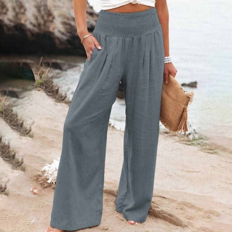 High Waisted Palazzo Pants - Grey