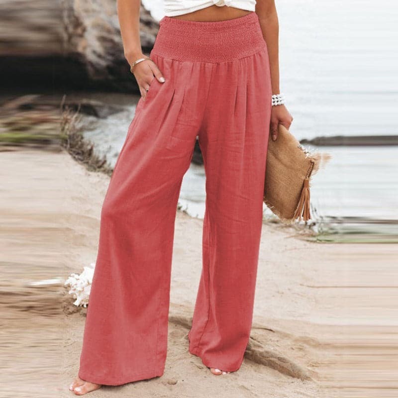 High Waisted Palazzo Pants - Orange