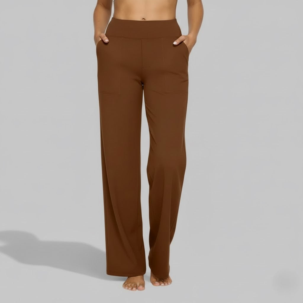 High Waisted Wide Leg Pants - Brown