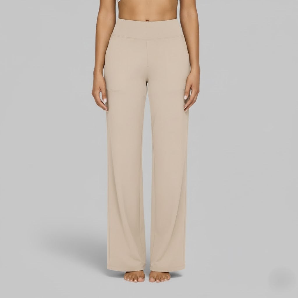 High Waisted Wide Leg Pants - Cream