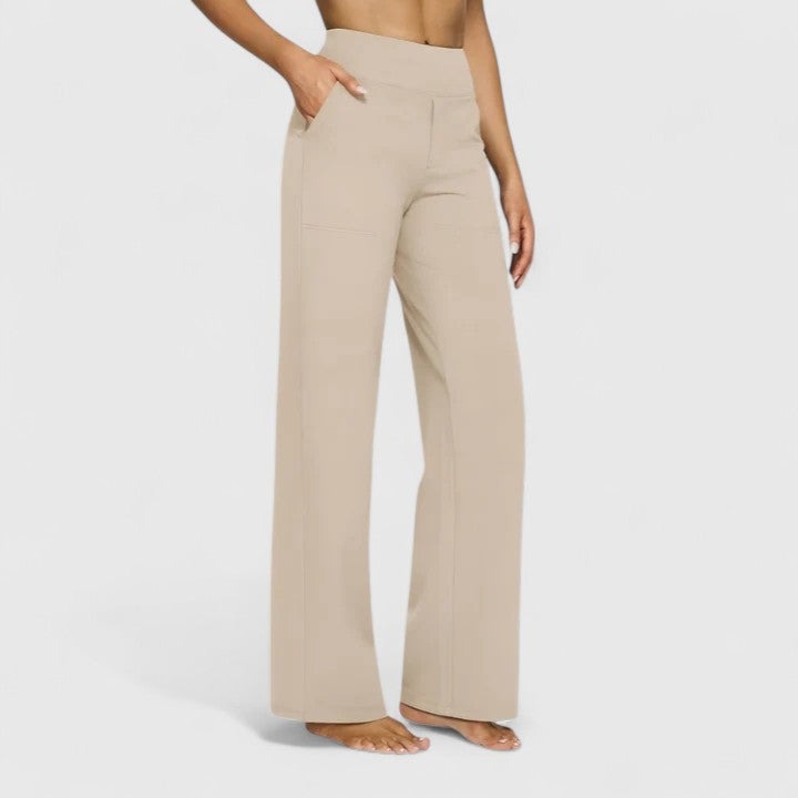 High Waisted Wide Leg Pants - Cream