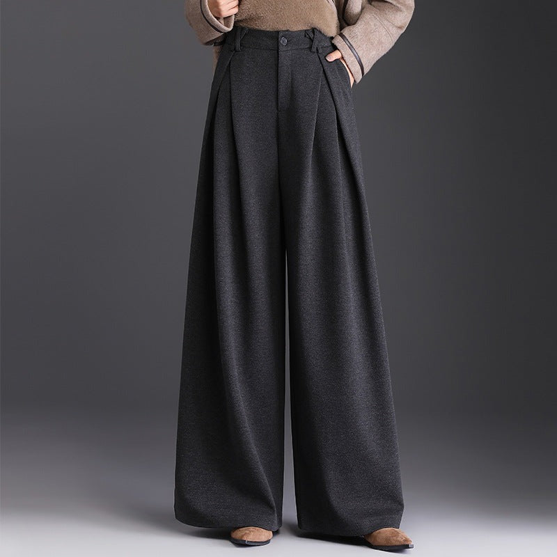 High Waisted Wide Leg Pants - Dark Gray