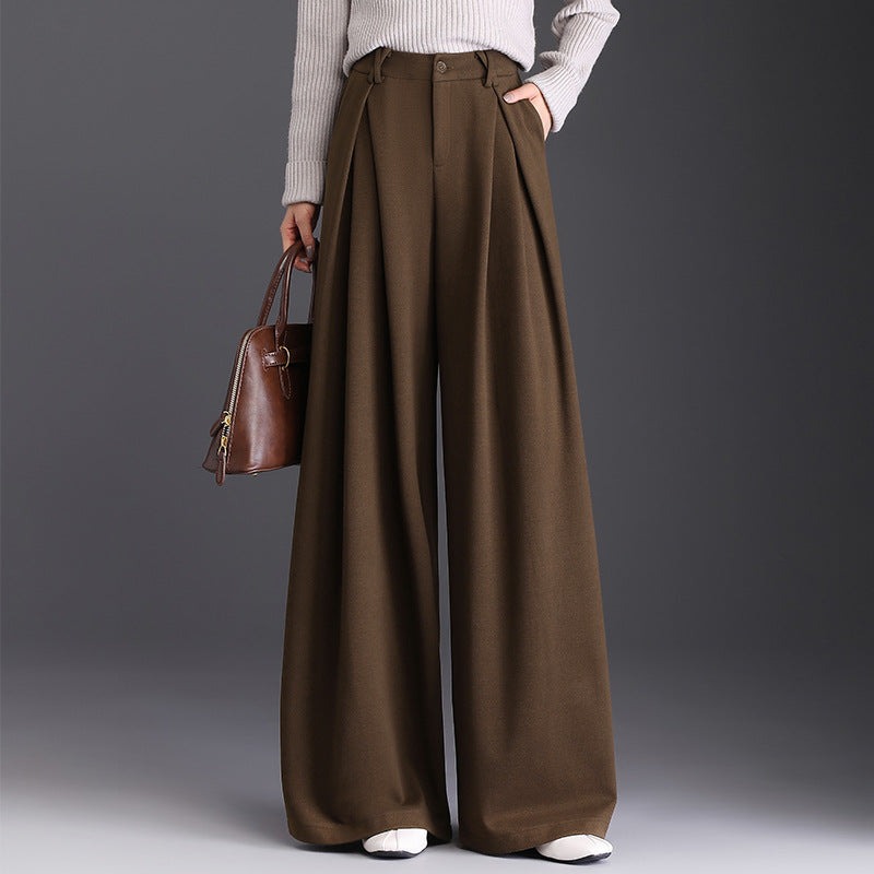High Waisted Wide Leg Pants - Olive Brown