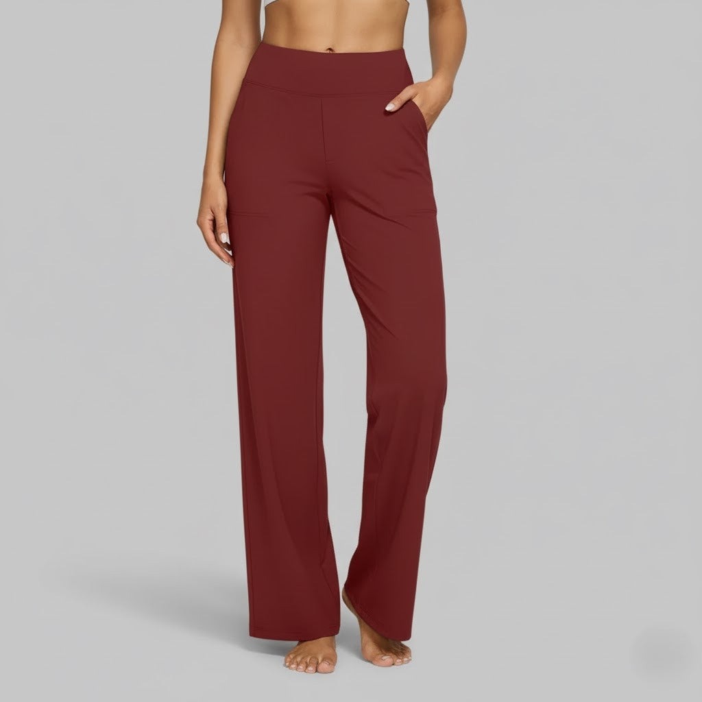High Waisted Wide Leg Pants - Red
