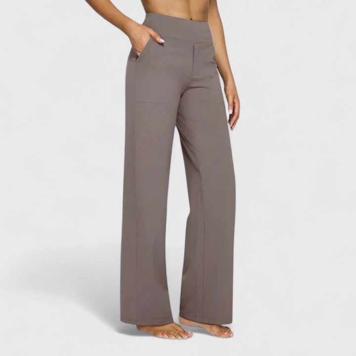 High Waisted Wide Leg Pants - Taupe