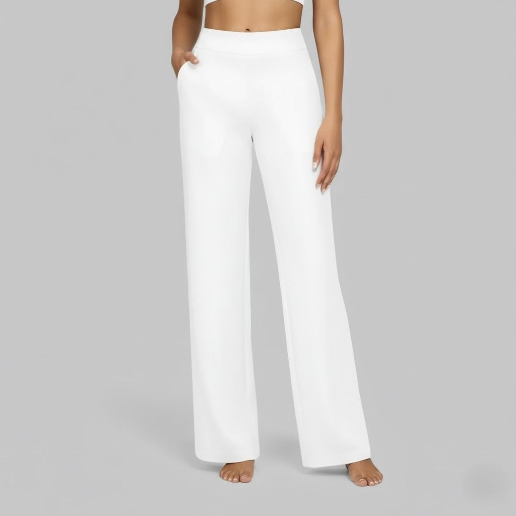 High Waisted Wide Leg Pants - White