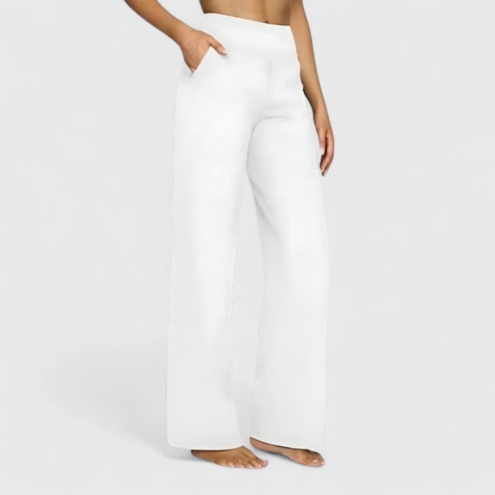 High Waisted Wide Leg Pants - White