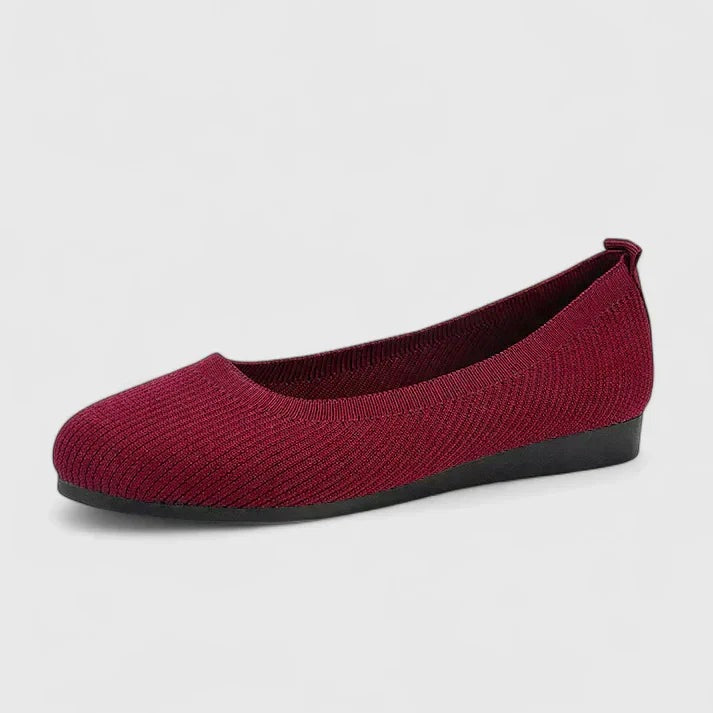 Knit Ballet Flats - Burgundy