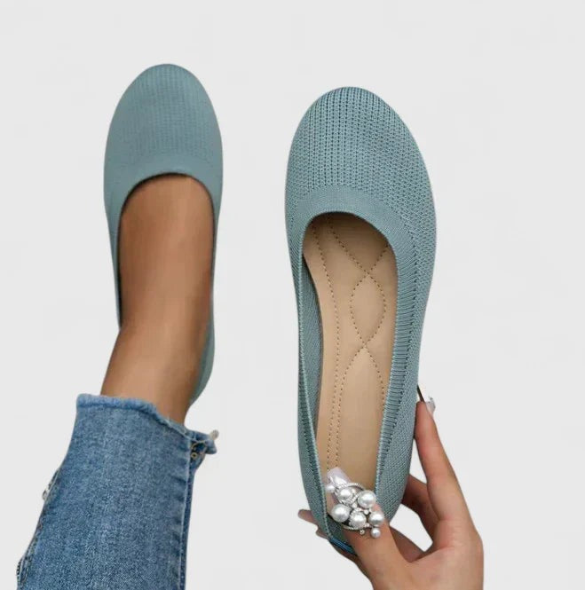 Knit Ballet Flats - Light Blue
