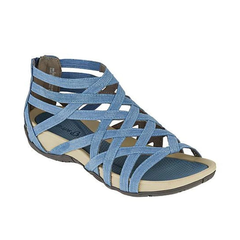 Leopard Print Gladiator Sandals - Light Blue