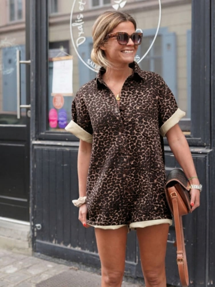 Leopard Short Sleeve Romper