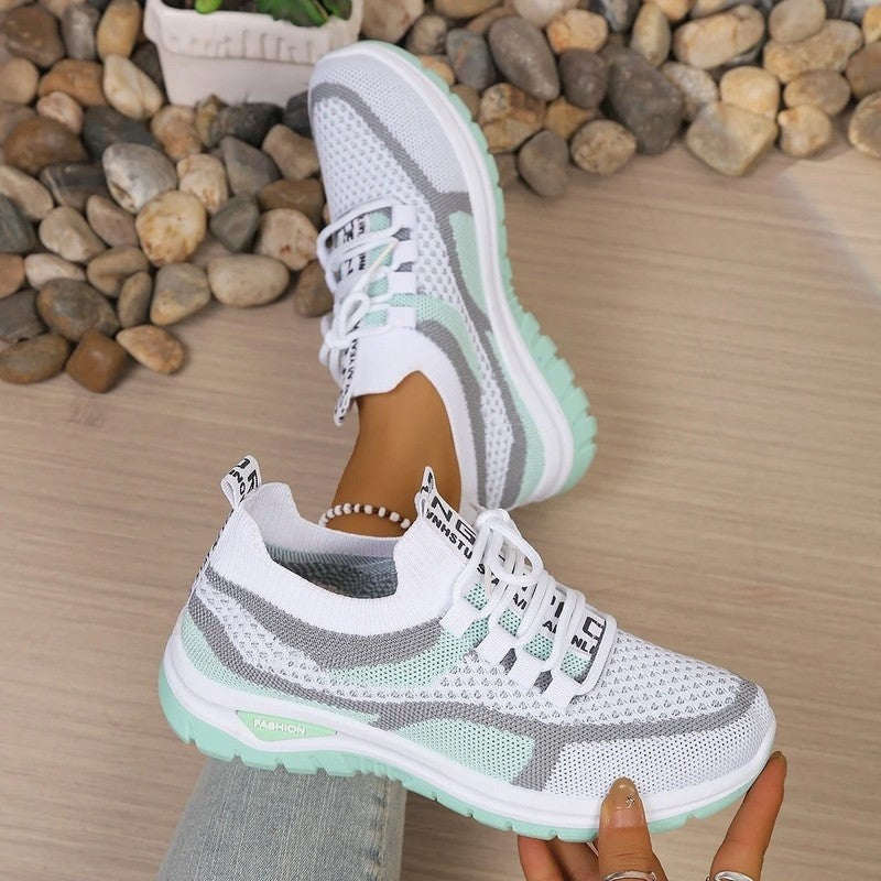 Lightweight Walking Sneakers - White Green