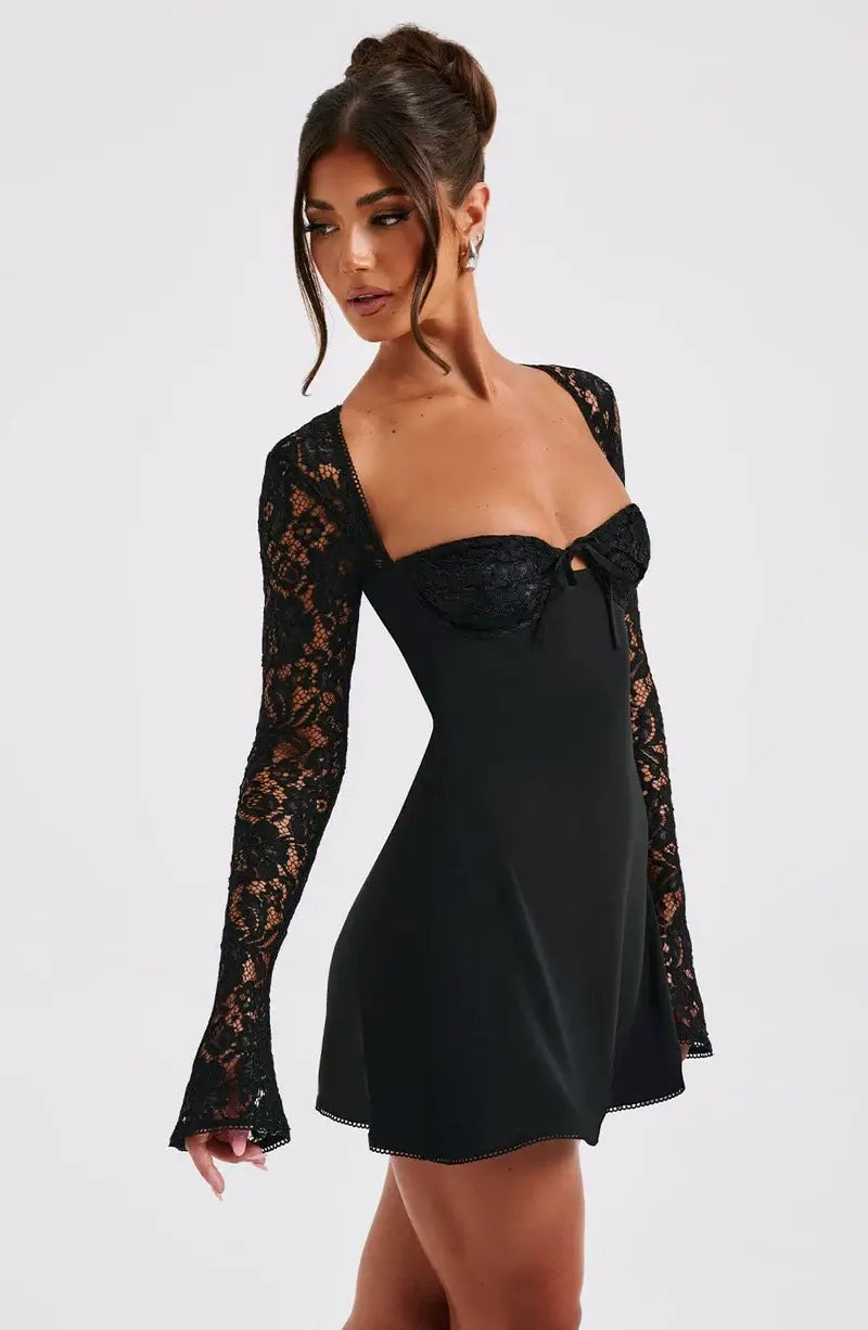 Long Sleeve Lace Mini Dress