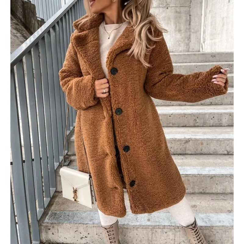 Long Teddy Coat - Light Brown