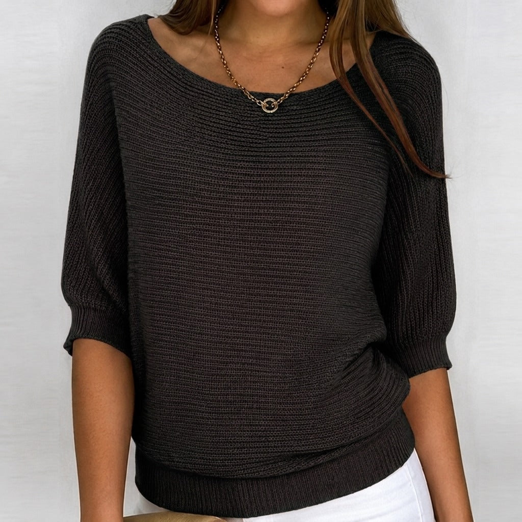 Loose Fit Knit Sweater - Black