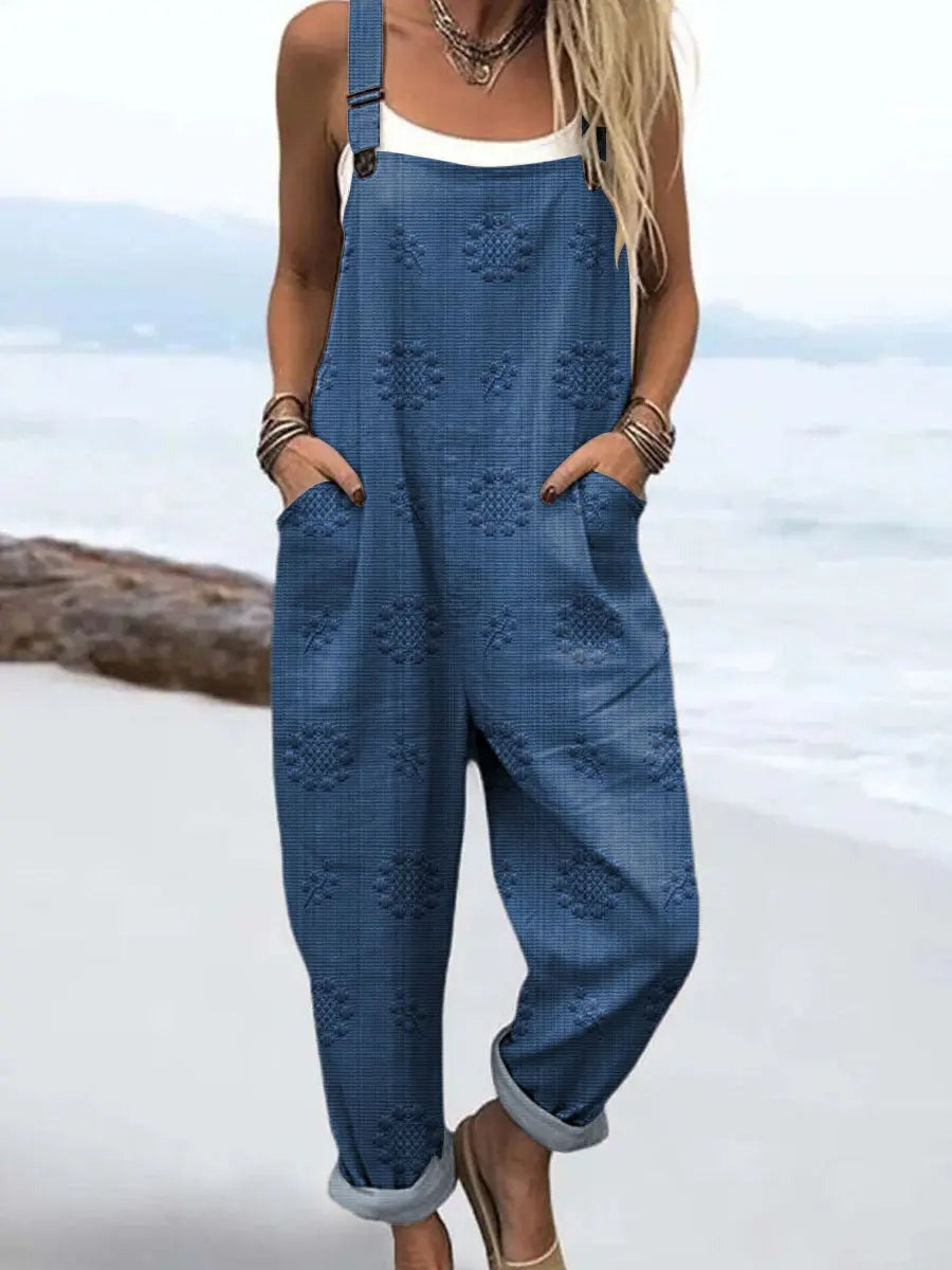 Loose Fit Overalls Jumpsuit - Blue