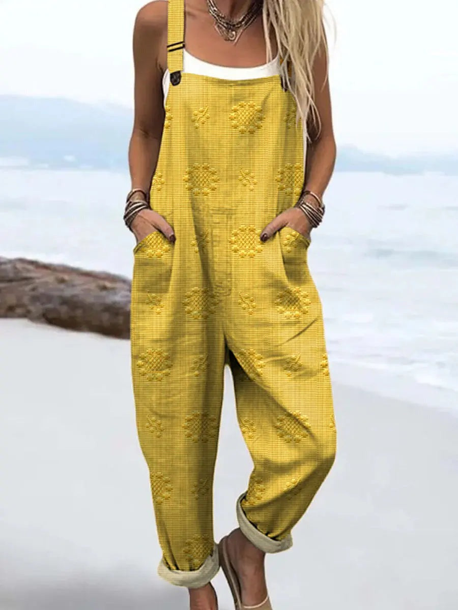 Loose Fit Overalls Jumpsuit - Yellow