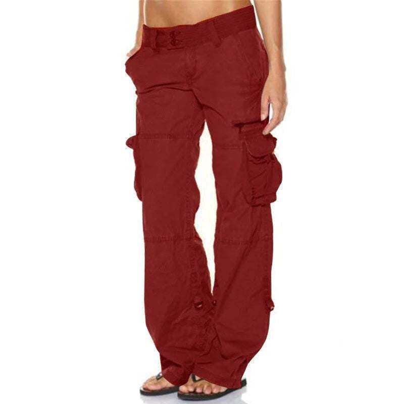 Low Rise Cargo Pants - Red