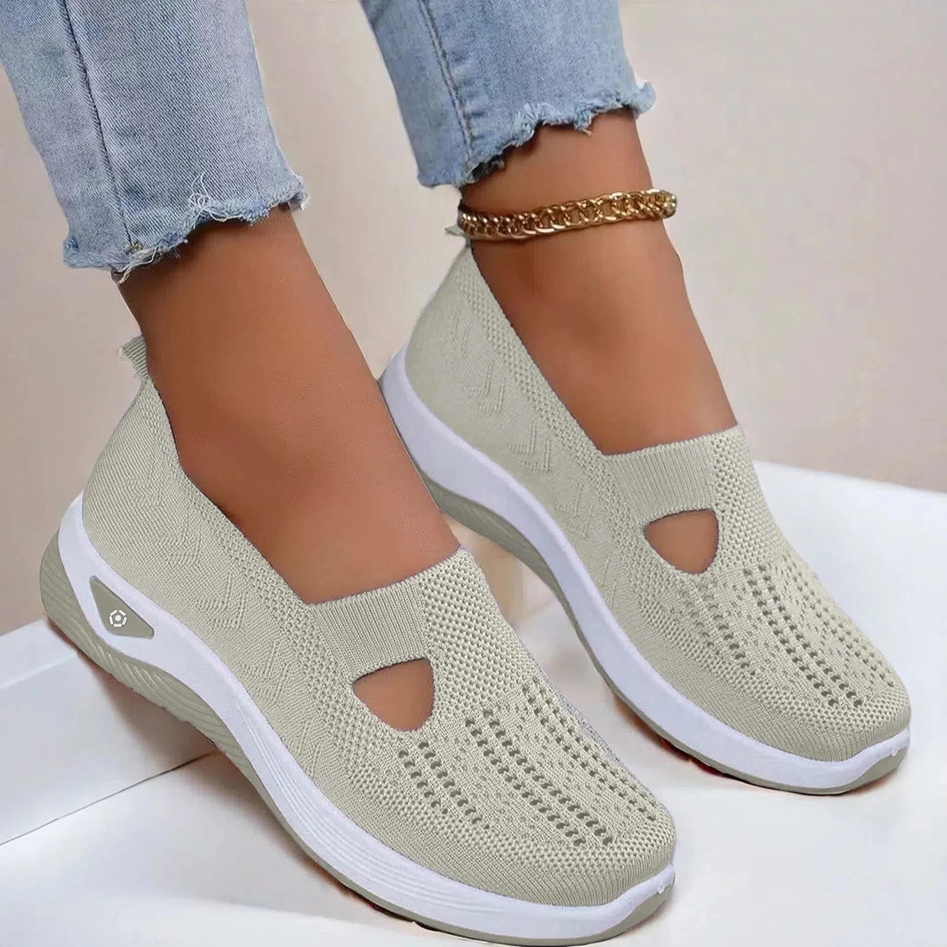Orthopedic Mesh Walking Sneakers - Beige