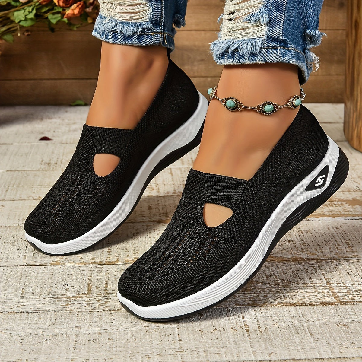 Orthopedic Mesh Walking Sneakers - Black