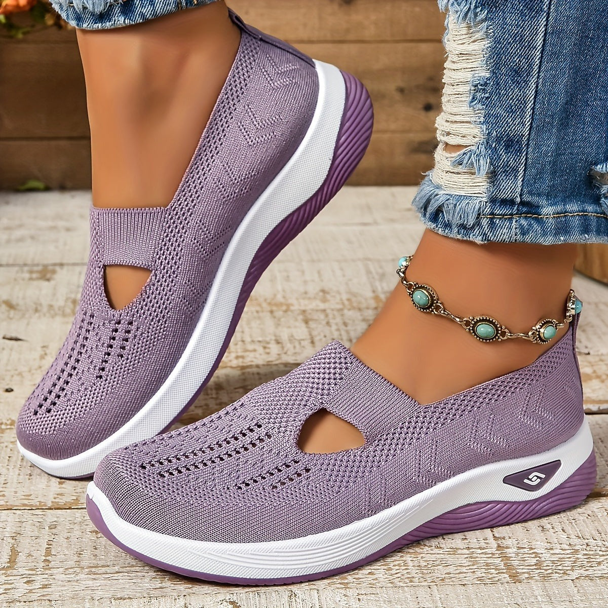 Orthopedic Mesh Walking Sneakers - Light Purple