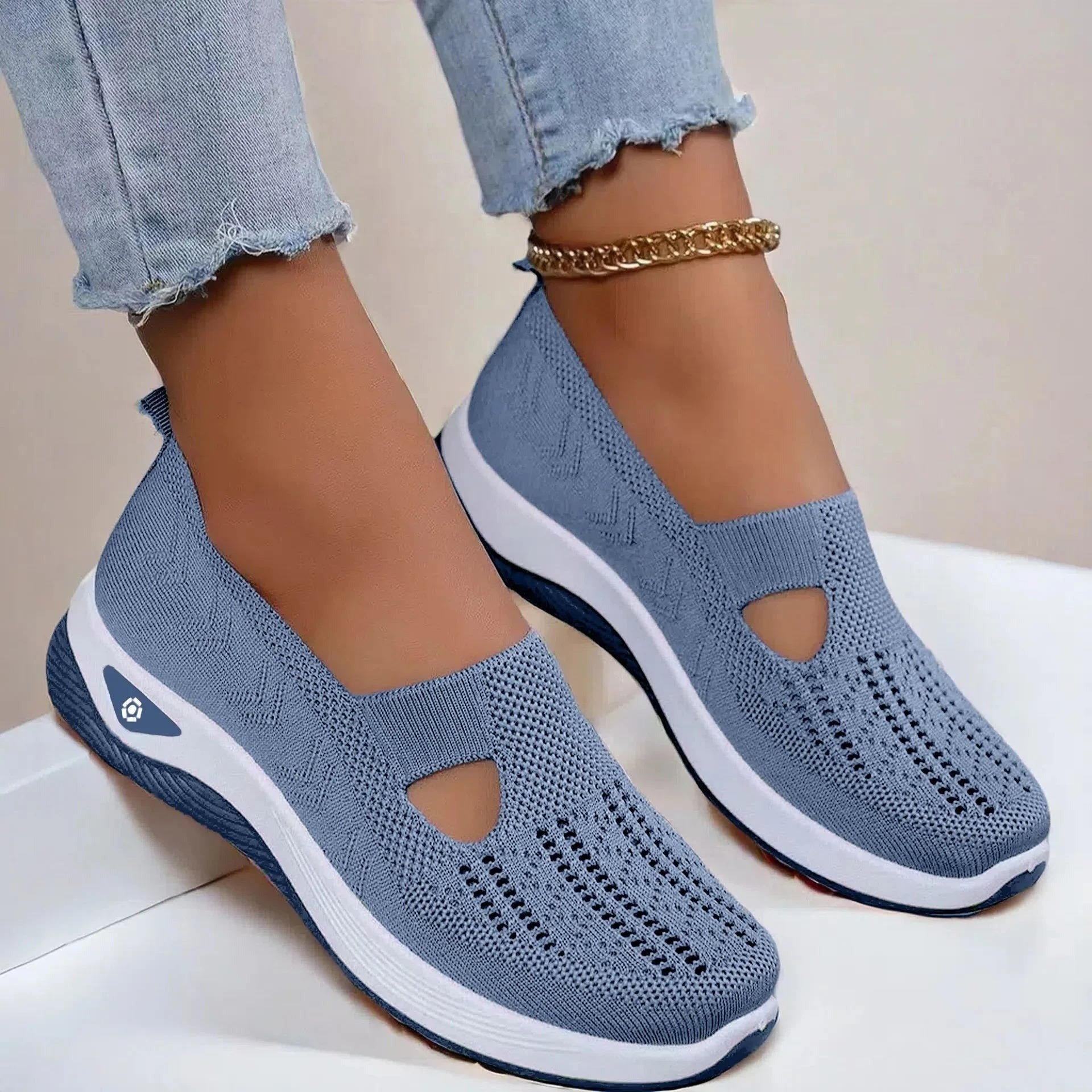 Orthopedic Mesh Walking Sneakers - Sky Blue