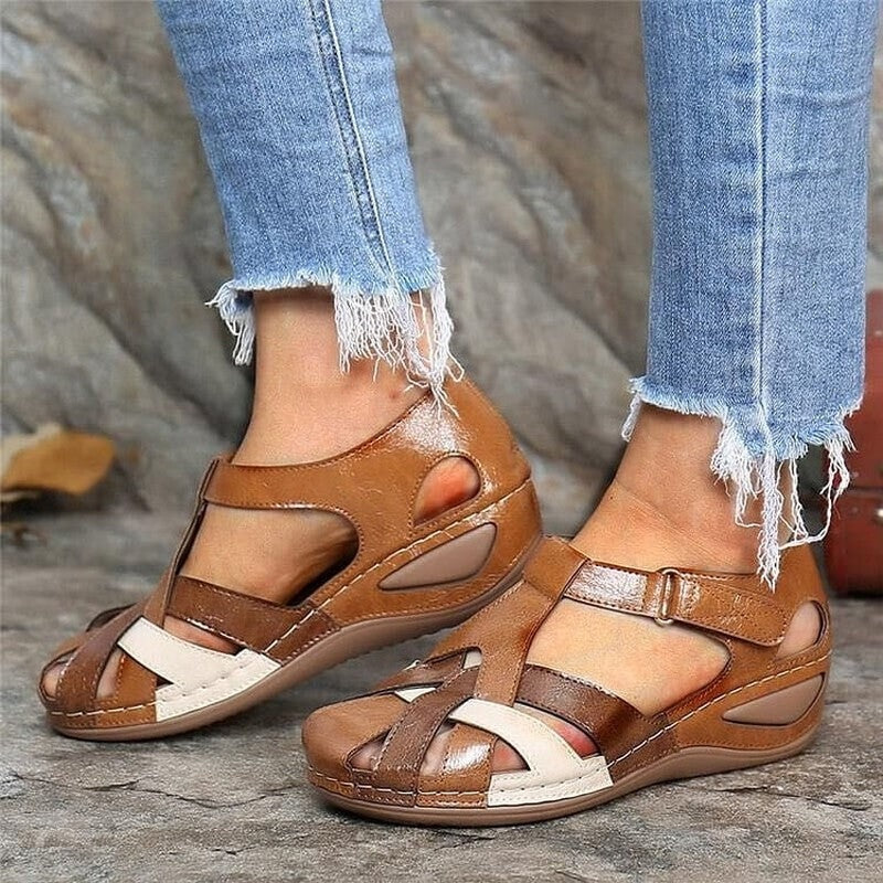 Orthopedic Wedge Sandals - Brown