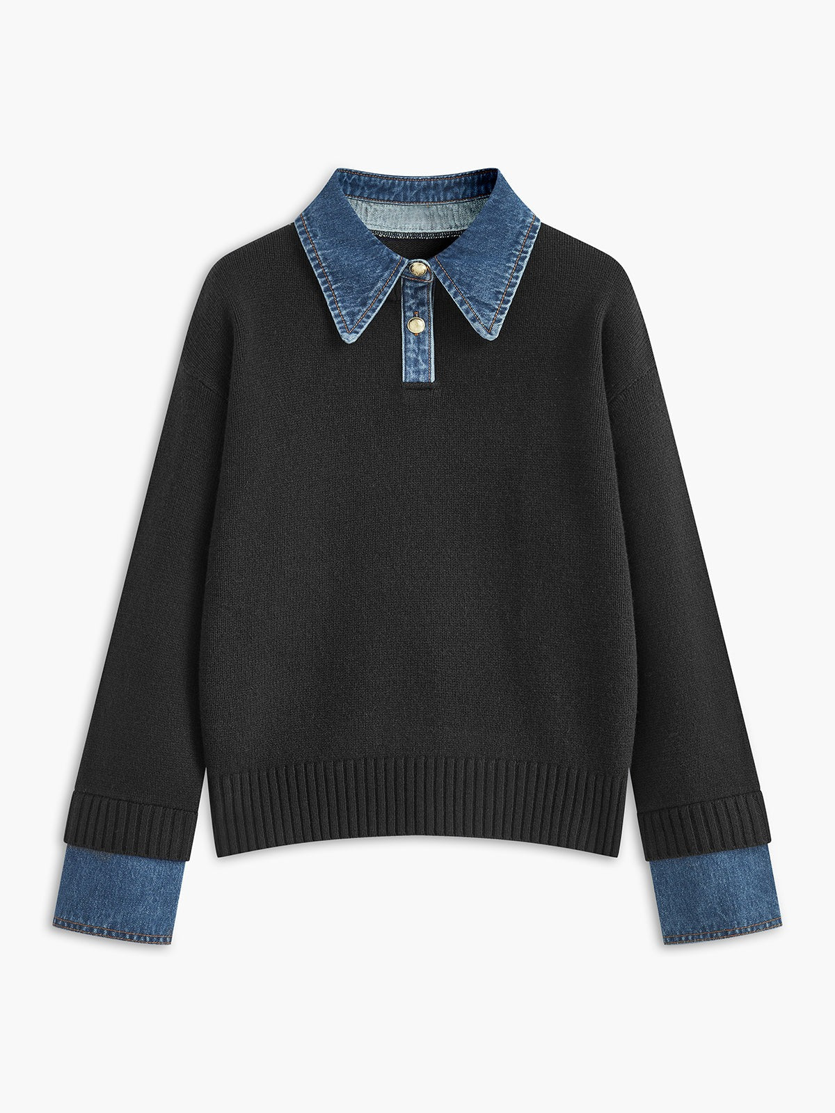 Oversized Knit Pullover Sweater - Black