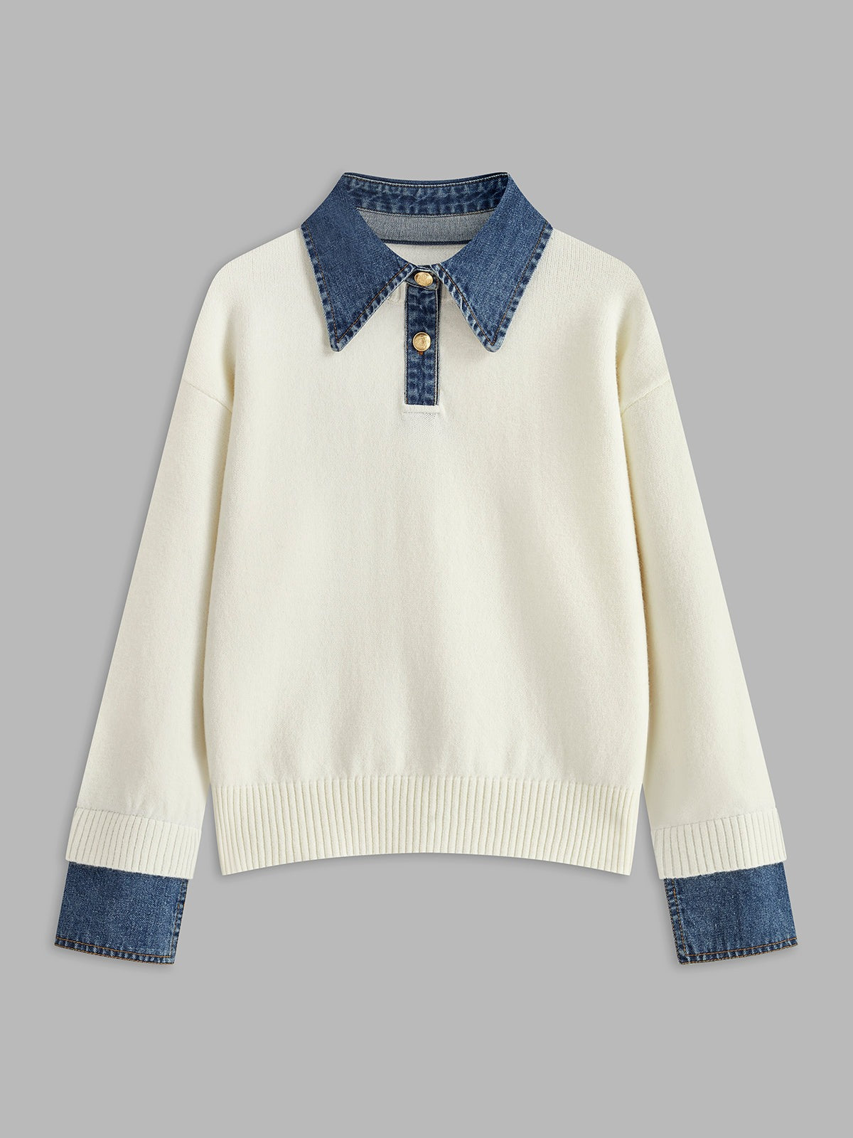 Oversized Knit Pullover Sweater - White