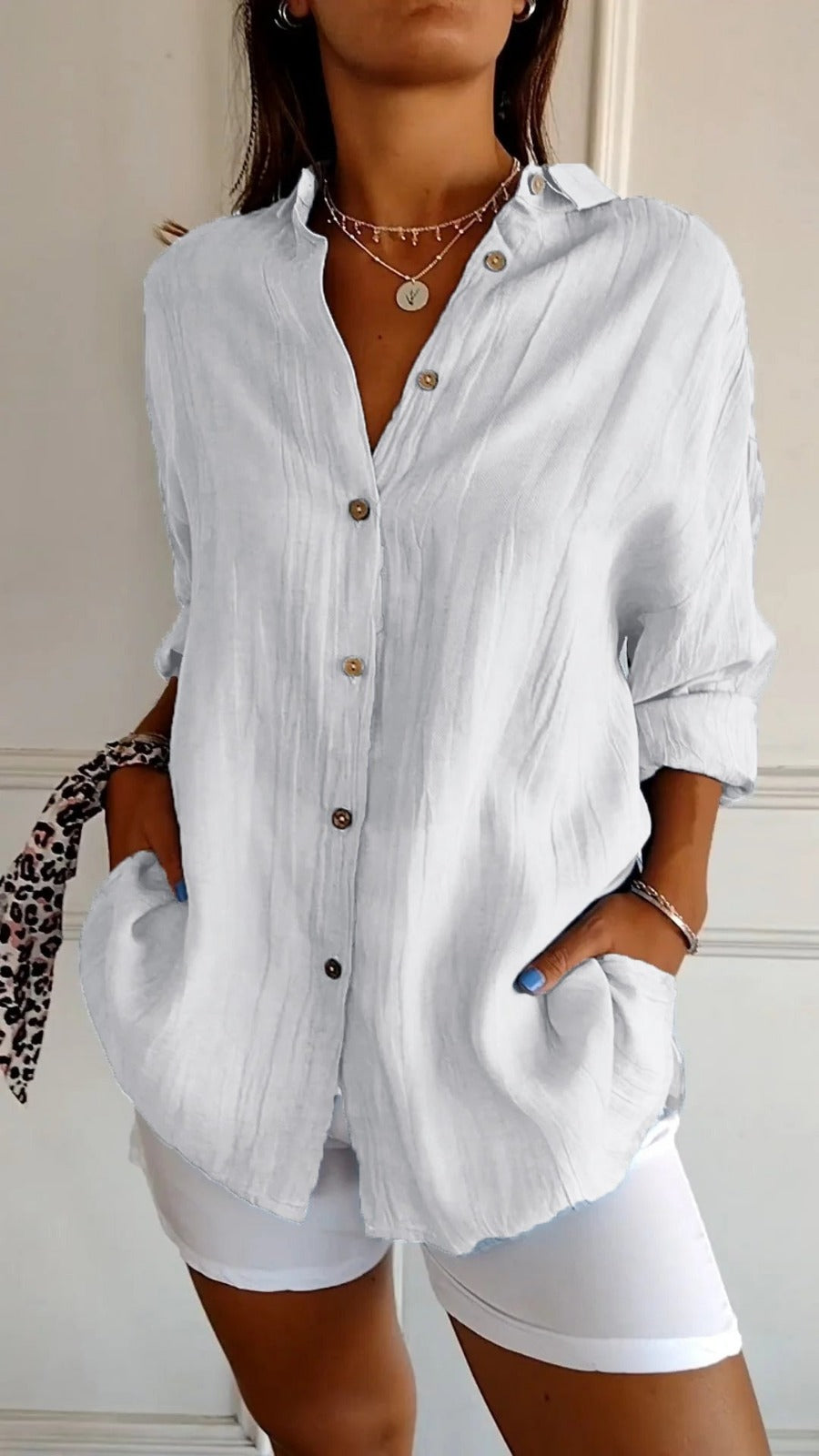 Oversized Long Sleeve Shirt - White