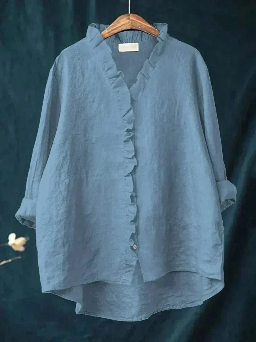 Oversized Ruffle Blouse - Blue