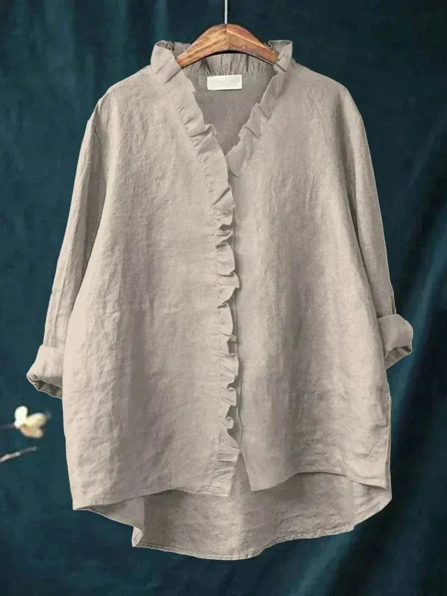 Oversized Ruffle Blouse - Gray