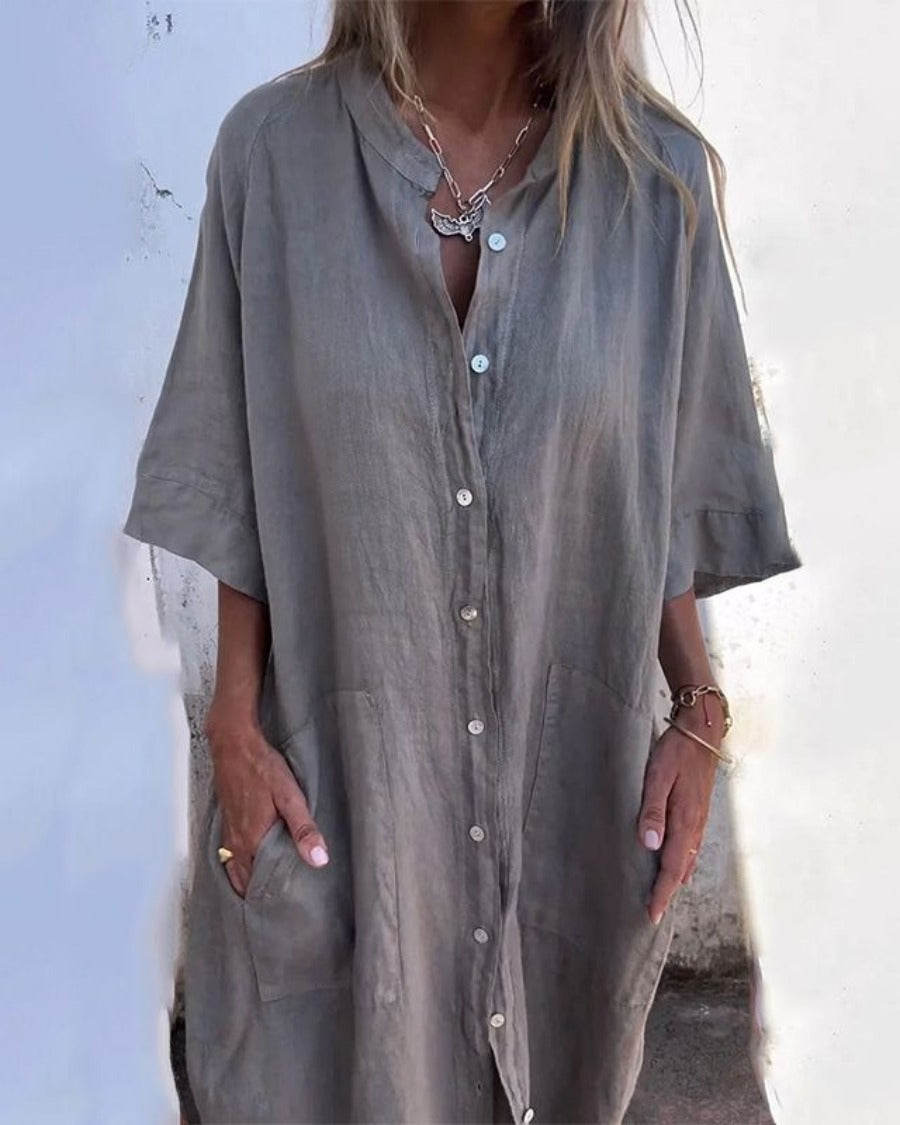 Oversized Shirt Dress - Grey