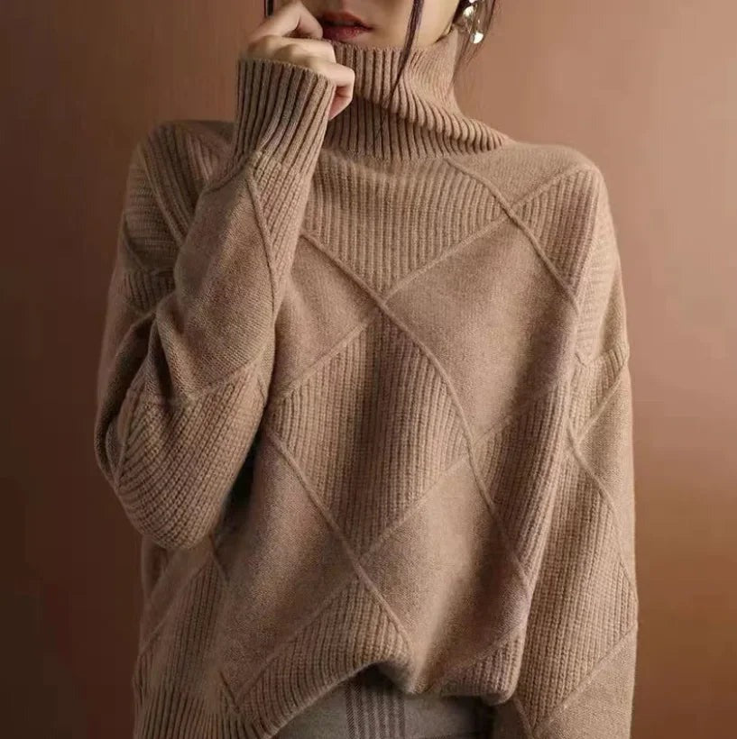 Oversized Turtleneck Sweater - Coffee