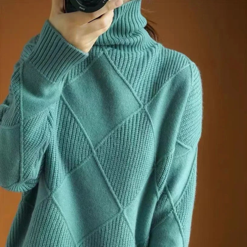 Oversized Turtleneck Sweater - Green