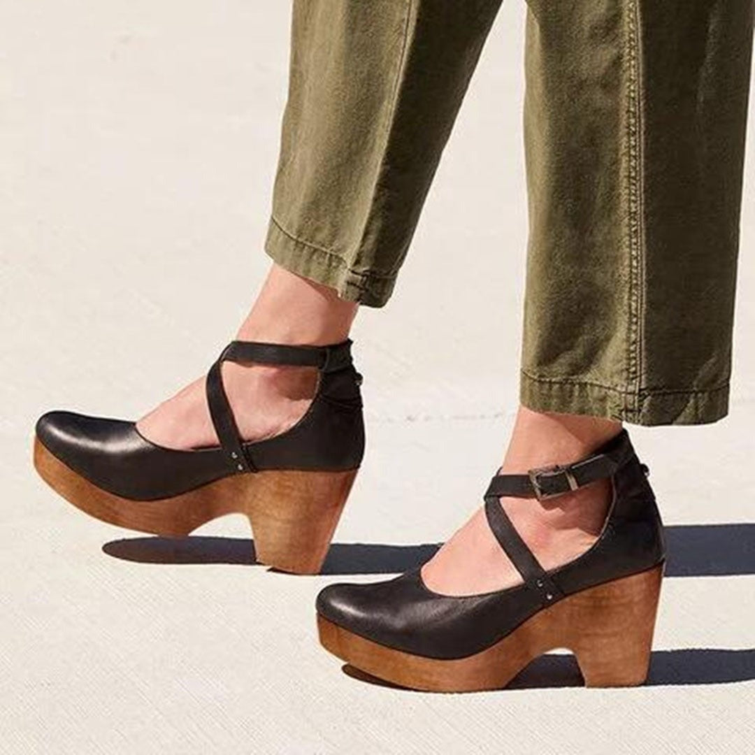 Platform Mary Jane Heels - Black