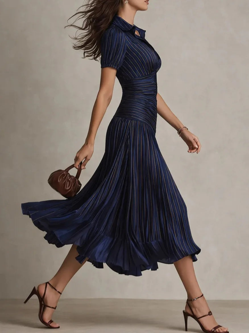 Pleated A Line Midi Dress