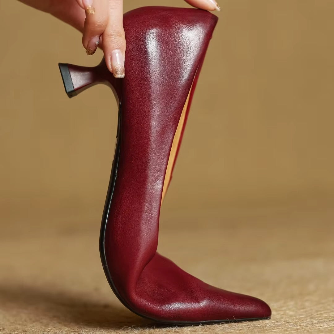 Pointed Toe Block Heel Pumps