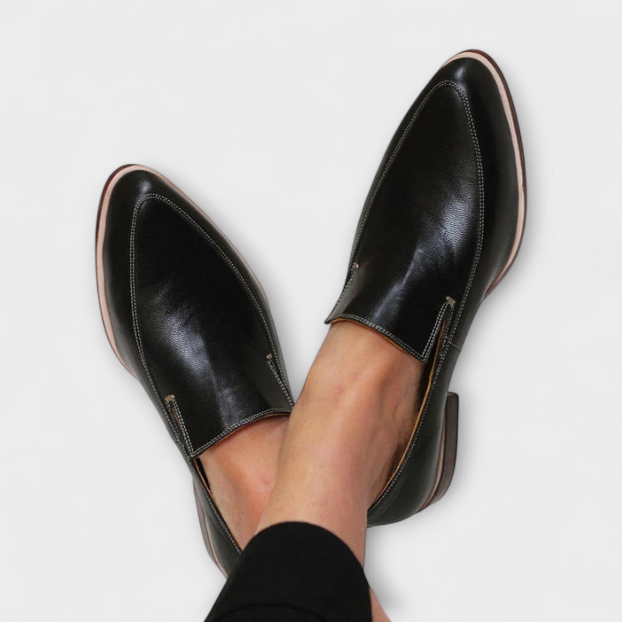 Pointed Toe Loafers - Black