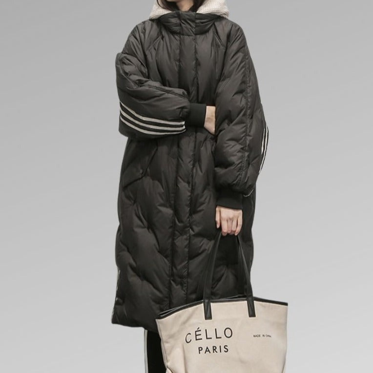 Quilted Long Puffer Coat - Black