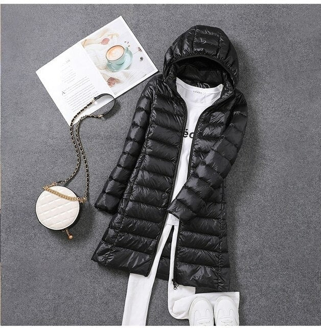 Quilted Puffer Coat - Black