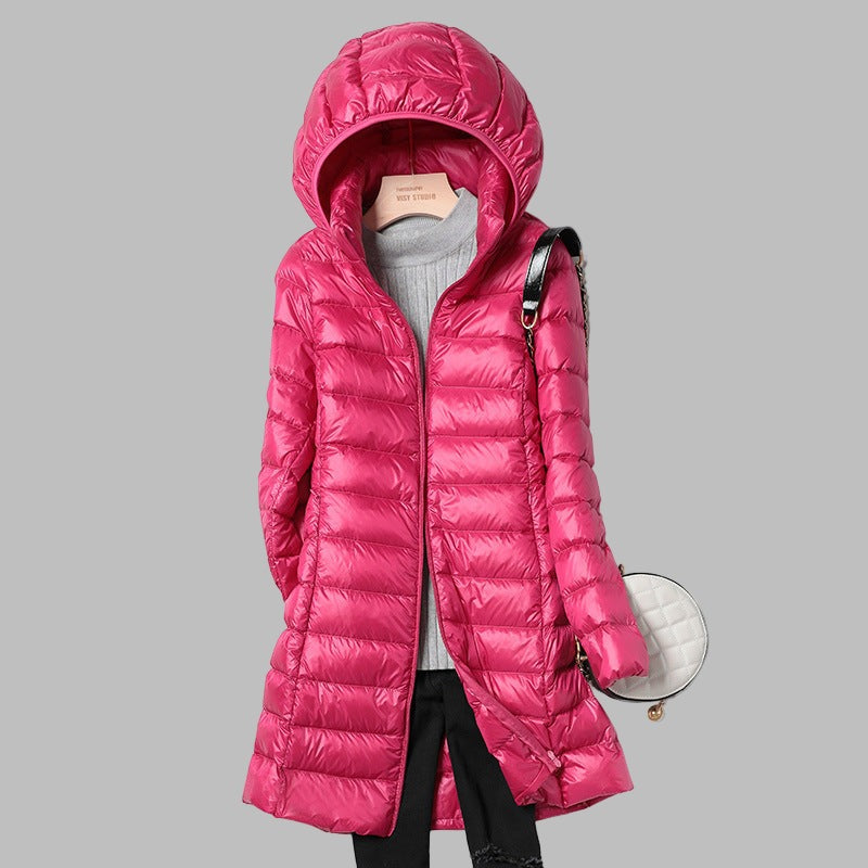 Quilted Puffer Coat - Dark Pink