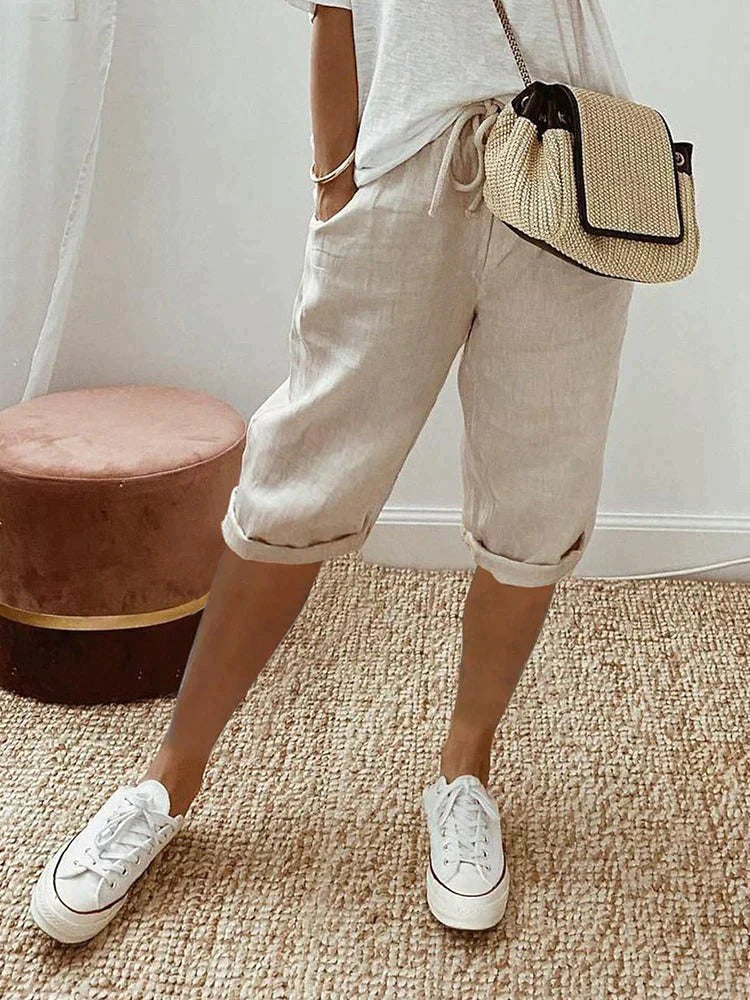 Relaxed Fit Bermuda Shorts - Beige