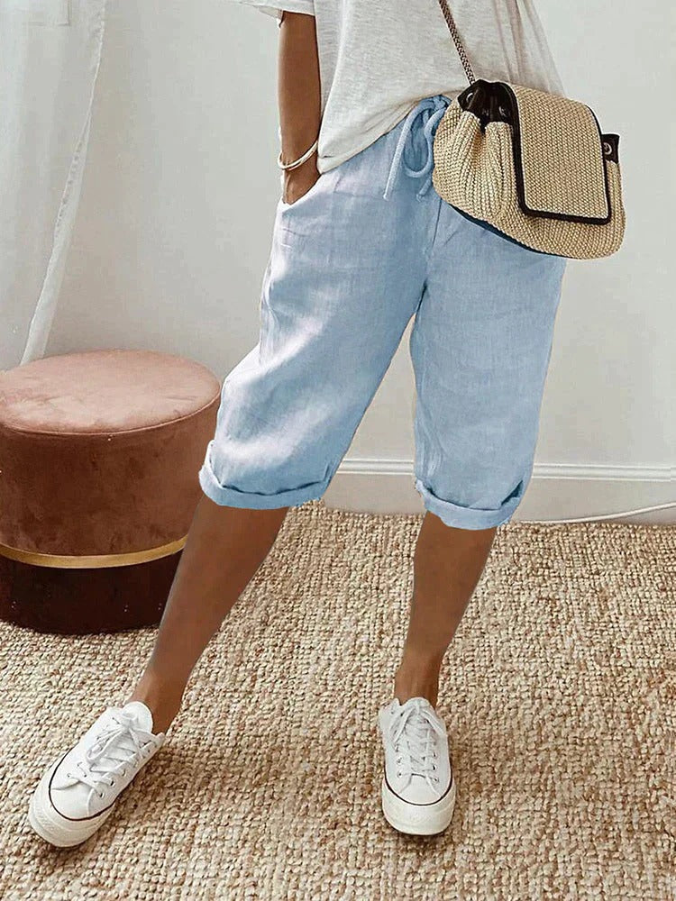 Relaxed Fit Bermuda Shorts - Light Blue