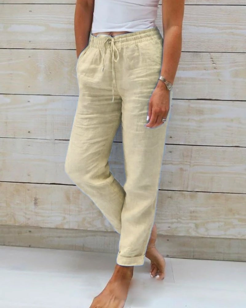 Relaxed Fit Casual Pants - Beige
