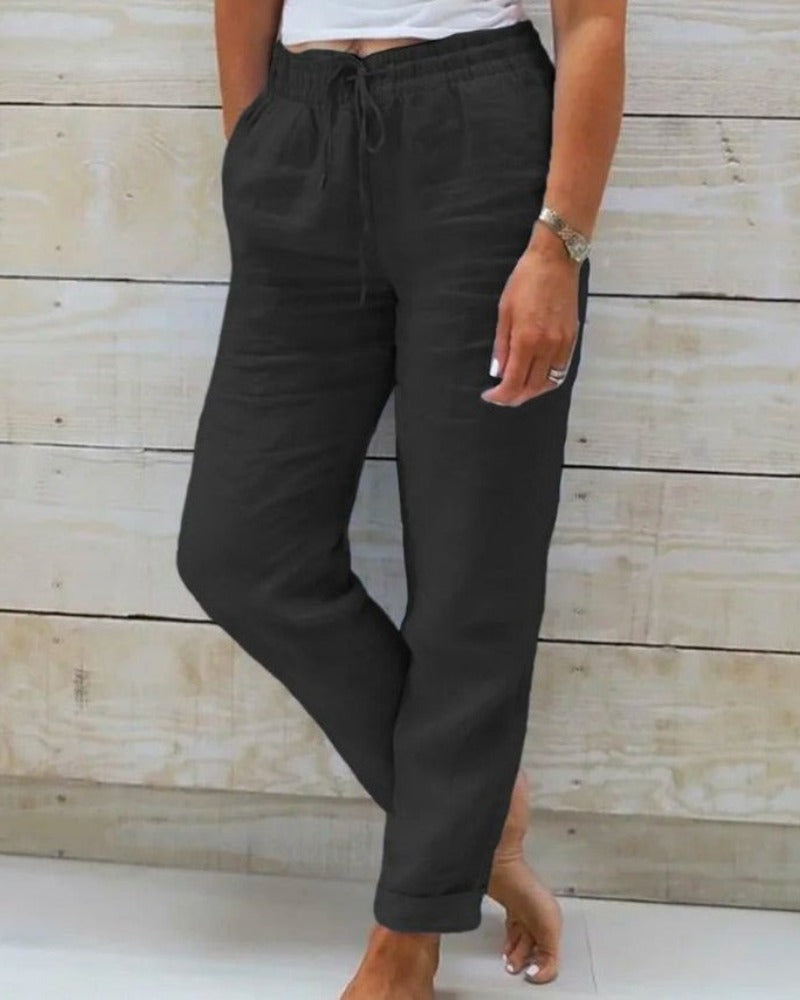 Relaxed Fit Casual Pants - Black