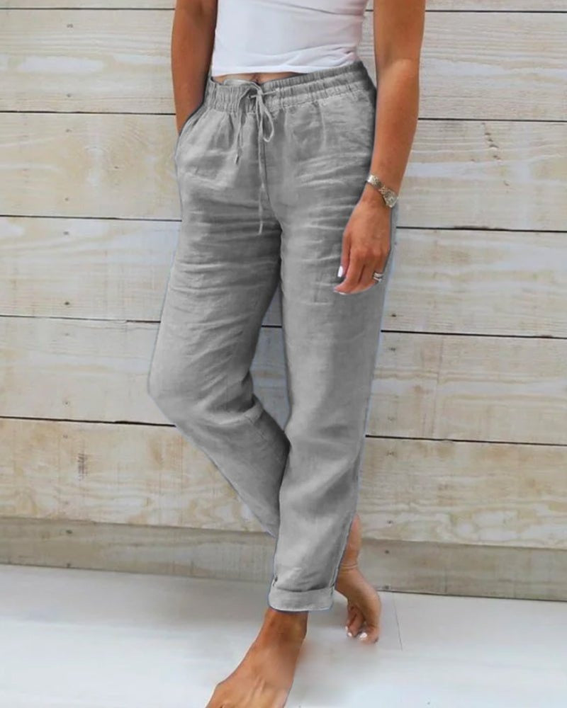 Relaxed Fit Casual Pants - Light Gray