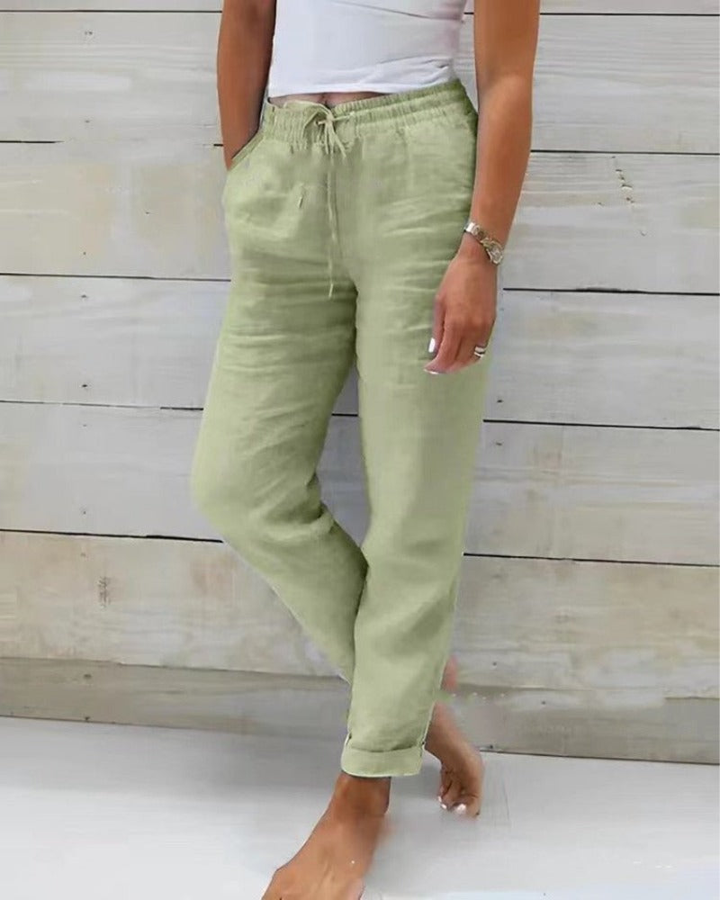 Relaxed Fit Casual Pants - Sage Green