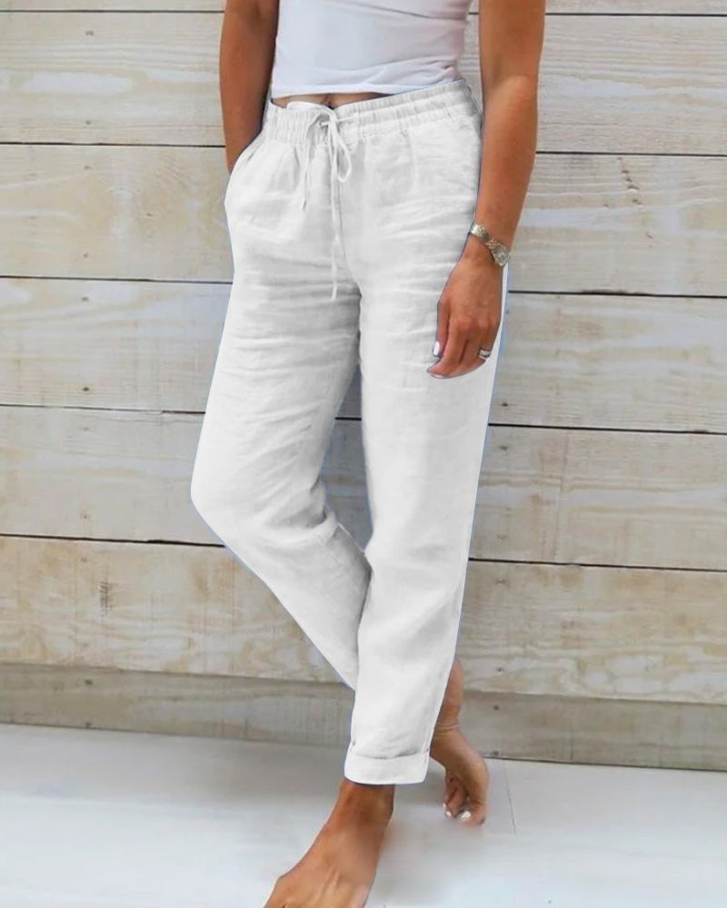 Relaxed Fit Casual Pants - White